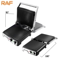 RAF R2681 Foldable & Non-Stick Grill Machine With Oil Drawer 2800W 30(L)X31(W) cm 