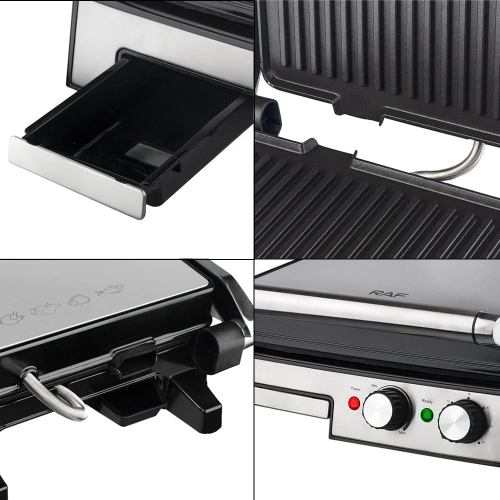 RAF R2681 Foldable &amp; Non-Stick Grill Machine With Oil Drawer 2800W 30(L)X31(W) cm 