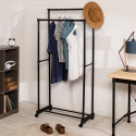 Rolling Garment Rack with Double Hanging Bar 157x75x39cm Rolling Garment Rack with Double Hanging Bar 157x75x39cm