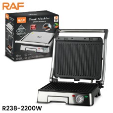 RAF R238 180° Foldable & Washable Non-Stick Steak Grill Machine With Oil Drawer 2200W 30(L)x27(W)cm