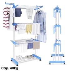 4 Tiers White Metal Foldable Clothes Drying Rack 35-40kg