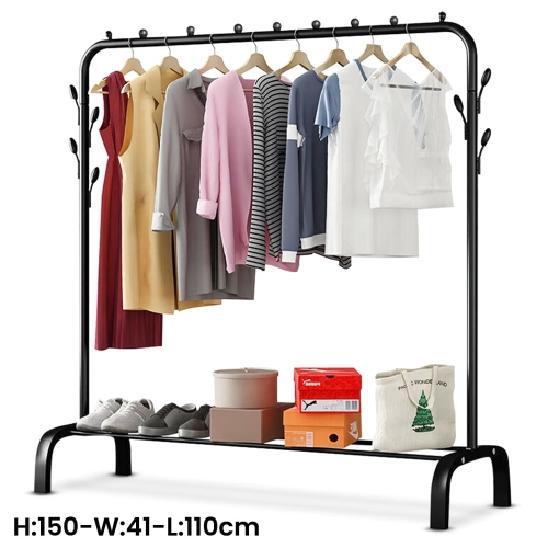 1 Tiers Metal Rail Clothes Hanger TW603 150(H)x110(L)x41(W) cm