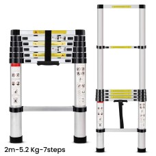 2m Multi-uses Extendable Aluminum Straight Ladder 5.2kg 7 Steps