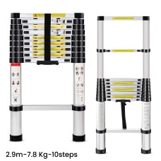 2.9m Multi-uses Extendable Aluminum Straight Ladder 7.8kg 10 Steps