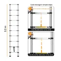 3.2m Multi-uses Extendable Aluminum Straight Ladder 8.5kg 10 Steps