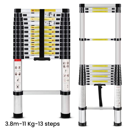3.8m Multi-uses Extendable Aluminum Straight Ladder 11kg 13 Steps