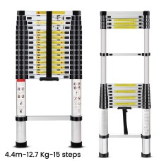 4.4m Multi-uses Extendable Aluminum Straight Ladder 12.7kg 15 Steps