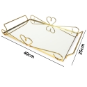 MDA Homes Heart Of Love Serving Tray Gold With Mirror Base, 2pcs 40,35cm