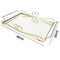 MDA Homes Heart Of Love Serving Tray Gold With Mirror Base, 2pcs 40,35cm