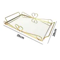 MDA Homes Heart Of Love Serving Tray Gold With Mirror Base, 2pcs 40,35cm