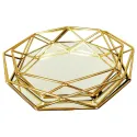 MDA Homes Hexagon Serving Tray Gold With Mirror Base, 2pcs 30,35cm 0073