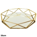 MDA Homes Hexagon Serving Tray Gold With Mirror Base, 2pcs 30,35cm 0073