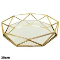 MDA Homes Hexagon Serving Tray Gold With Mirror Base, 2pcs 30,35cm 0073
