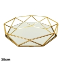 MDA Homes Hexagon Serving Tray Gold With Mirror Base, 2pcs 30,35cm 0073