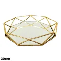 MDA Homes Hexagon Serving Tray Gold With Mirror Base, 2pcs 30,35cm 0073