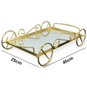 MDA Homes Rectangle Gold Serving Tray With Mirror Base, 2pcs 40,45cm 0004 MDA Homes Rectangle Gold Serving Tray With Mirror Base, 2pcs 40,45cm 0004