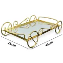 MDA Homes Rectangle Gold Serving Tray With Mirror Base, 2pcs 40,45cm 0004