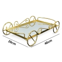 MDA Homes Rectangle Gold Serving Tray With Mirror Base, 2pcs 40,45cm 0004 MDA Homes Rectangle Gold Serving Tray With Mirror Base, 2pcs 40,45cm 0004