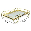 MDA Homes Rectangle Gold Serving Tray With Mirror Base, 2pcs 40,45cm 0004