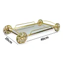 MDA Homes Rectangle Gold Serving Tray With Mirror Base, 2pcs 40,45cm 0051