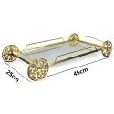 MDA Homes Rectangle Gold Serving Tray With Mirror Base, 2pcs 40,45cm 0051