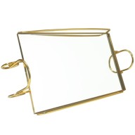 MDA Homes Gold Serving Tray With Mirror Base, 2pcs 36,42cm 0013