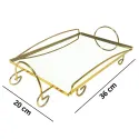 MDA Homes Gold Serving Tray With Mirror Base, 2pcs 36,42cm 0013