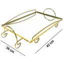 MDA Homes Gold Serving Tray With Mirror Base, 2pcs 36,42cm 0013