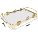 MDA Homes Special Design Gold Serving Tray With Mirror Base, 2pcs 45,40cm MDA Homes Special Design Gold Serving Tray With Mirror Base, 2pcs 45,40cm