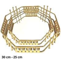 MDA Homes Gold Serving Tray With Mirror Base, 2pcs 25,30cm 0064
