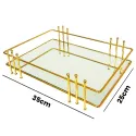 MDA Homes Rectangular Gold Serving Tray, MLA MODEL DIKDORTGEN 2pcs 35,27cm
