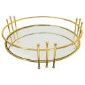 MDA Homes Round Shape Gold Serving Tray, 2pcs 25,30cm 1003