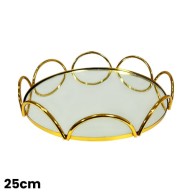 MDA Homes Luxury Round Serving Tray With Mirror Base,  4pcs 20,25,30,35cm