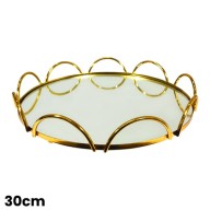 MDA Homes Luxury Round Serving Tray With Mirror Base,  4pcs 20,25,30,35cm