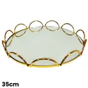 MDA Homes Luxury Round Serving Tray With Mirror Base, 4pcs 20,25,30,35cm