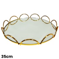 MDA Homes Luxury Round Serving Tray With Mirror Base,  4pcs 20,25,30,35cm