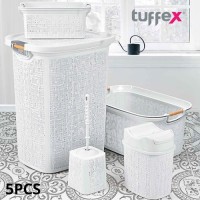 Tuffex Woow Series 5 Pcs Bathroom Set, White