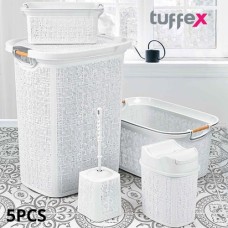 Tuffex Woow Series 5 Pcs Bathroom Set, White
