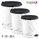 Tuffex Marbled Black Pedal Dustbin Set of 3 Sizes 7,13,22L