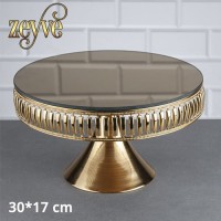 Zeyve Multipurpose Gold Serving Tray With Mirror Base  30*17cm