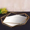 Zeyve Prisma Gold Serving Tray With Mirror Base 3pcs 24, 29, 35 cm