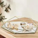 Zeyve Prisma Gold Serving Tray With Mirror Base 3pcs 24, 29, 35 cm