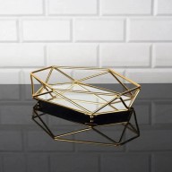 Zeyve Prisma Gold Serving Tray With Mirror Base 3pcs 24, 29, 35 cm