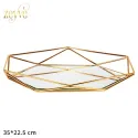 Zeyve Prisma Gold Serving Tray With Mirror Base 3pcs 24, 29, 35 cm