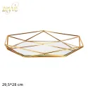 Zeyve Prisma Gold Serving Tray With Mirror Base 3pcs 24, 29, 35 cm