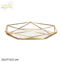 Zeyve Prisma Gold Serving Tray With Mirror Base 3pcs 24, 29, 35 cm