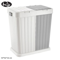 Rio Double Multi-purpose Laundry Basket 80Lt, Light Grey & White