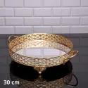 Zeyve Round Serving Tray Set of 3pcs With Mirror Base