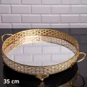 Zeyve Round Serving Tray Set of 3pcs With Mirror Base