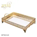 Zeyve Rectangular Serving Tray Set of 3pcs With Mirror Base 39*44*50.5cm